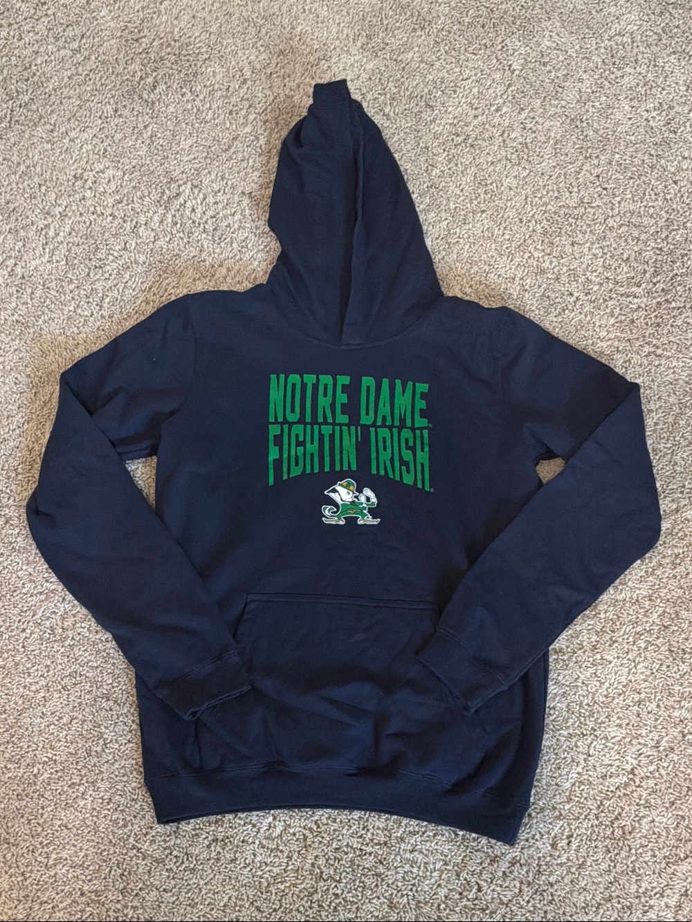 Notre Dame Fightin' Irish Navy Hoodie with Green Logo